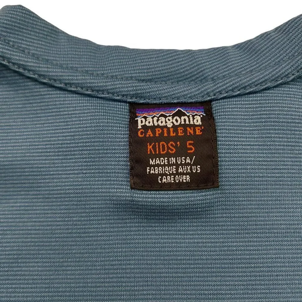 Patagonia Capilene  Kids Small Green Base Layer Long Sleeve Crew Neck